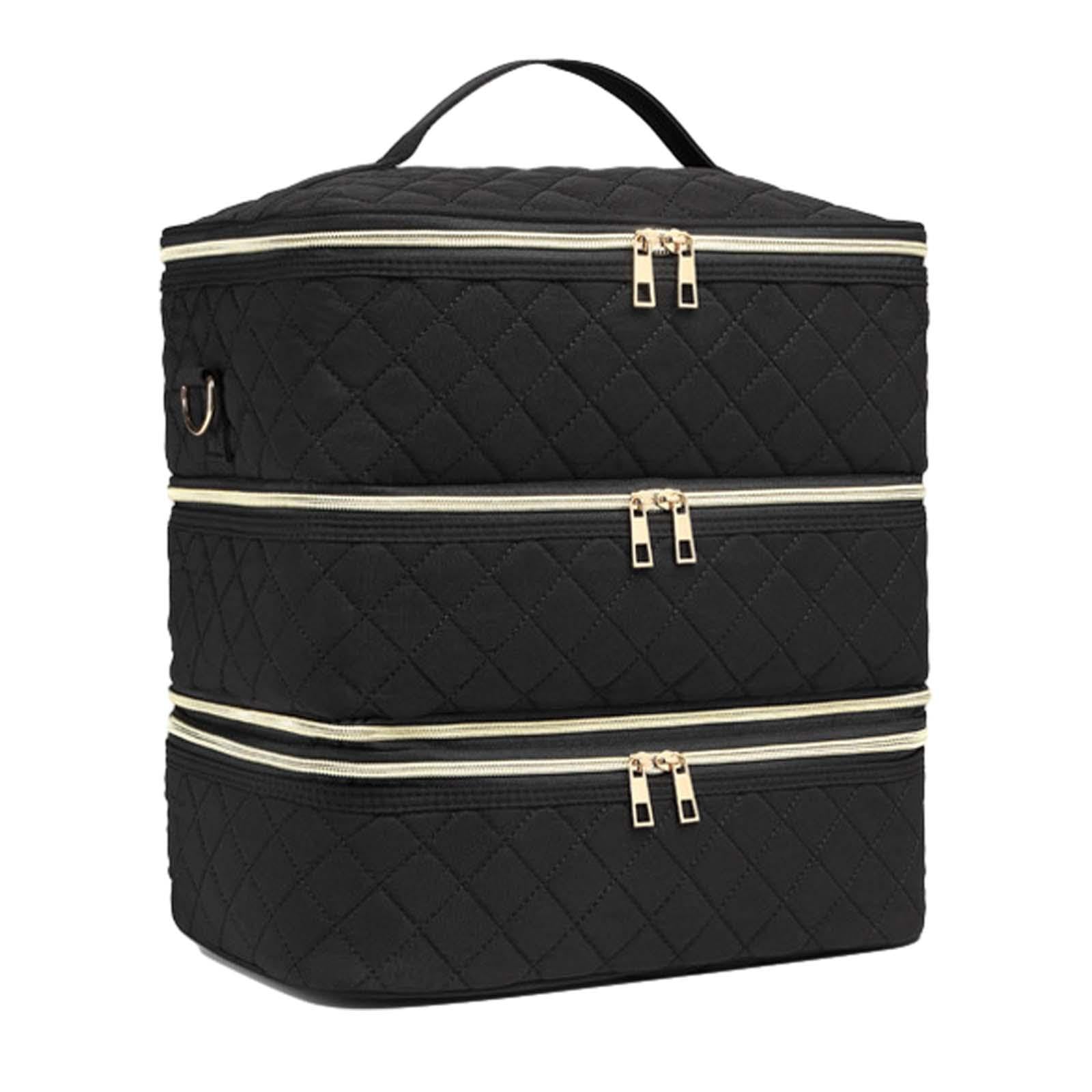 Bolsa de almacenamiento de esmalte de uñas de tres capas, bolsa de transporte para mujer, regalo para 80 esmaltes de uñas