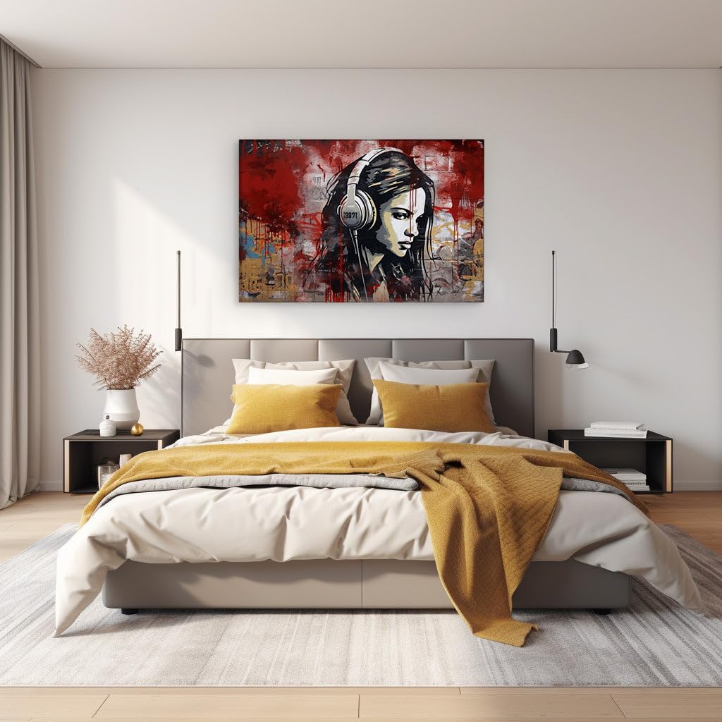 Canvas for Living room. Whispers of Color: A Digital Portrait of Solitude in Sound, 27 x 18 inch Canvas Wall Art - Contemporary Masterpieces - Modern Home Decor - 69x46 cm (27x18 inch)