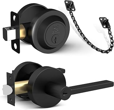 MEGA HANDLES Ralph Collection - Reversible Entrance Combo + Transom Chain Matte Black