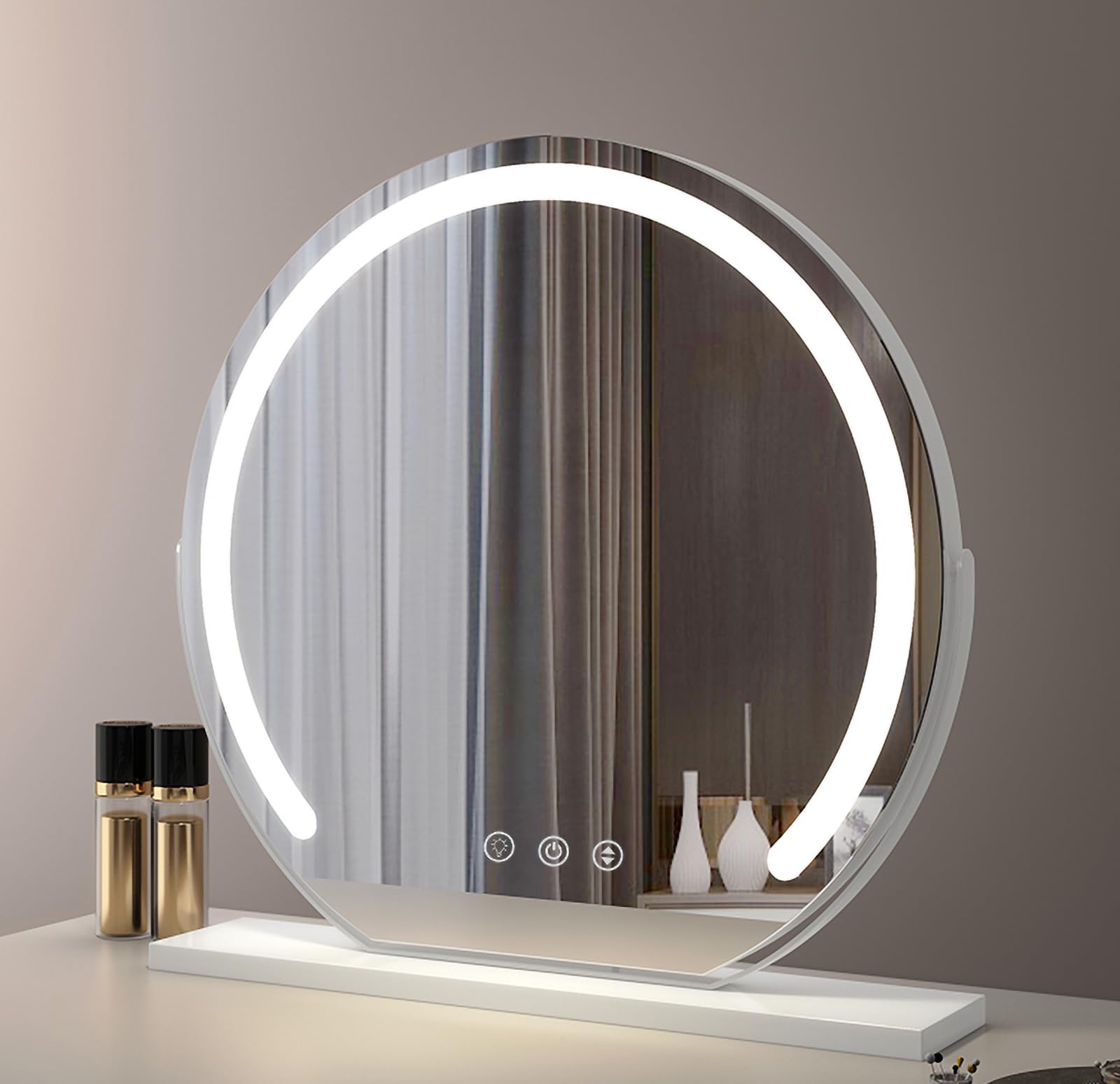 Specchio rotondo illuminato Vani da 40 cm, specchio da toeletta illuminato per camera da letto e bagno, regalo per gli amanti del Beau