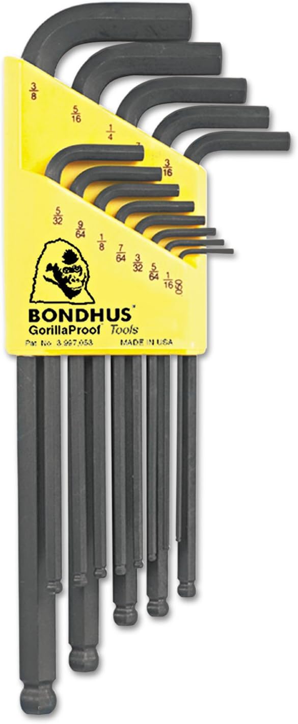 Bondhus 12591 GorillaGrip Set of 9 Hex Foldup Keys, sizes .0503/16Inch Gorilla Grip Hex