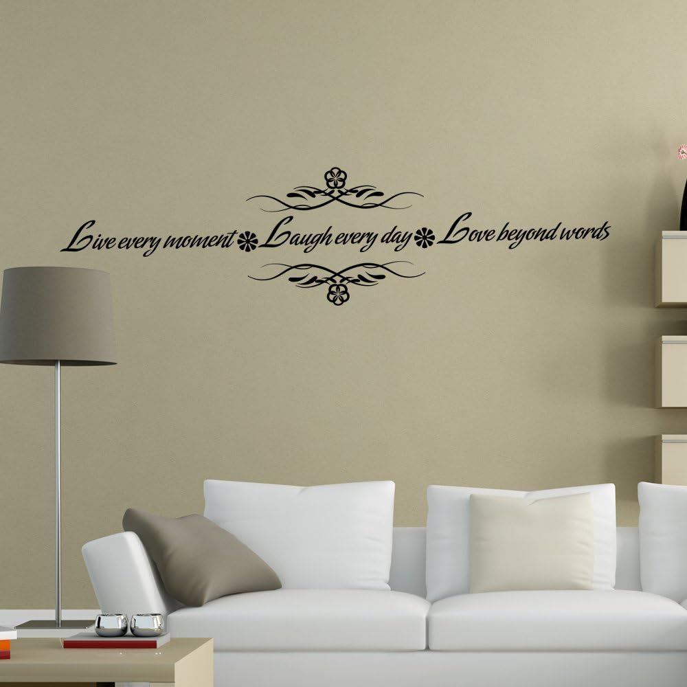 Live Laugh Love Inspirational Vinyl Wall Decal Home Decor Art Quote Decal Sticker Murals Decoration Dark Brown