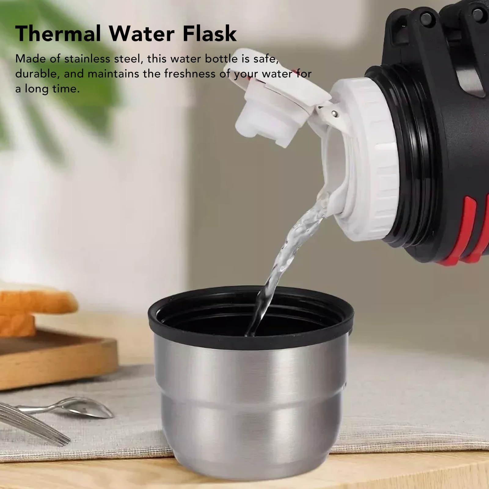 Bottiglia d'acqua termica 2L in acciaio inox con 2 coperchi tipo di pressione a prova di perdite Borraccia portatile a prova di perdite per escursionismo tazza isolata sottovuoto bottiglia d'acqua