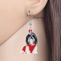 Vista 2 de NEWEI Lindos aretes de Navidad para perros, joyas colgantes para niñas y mujeres
