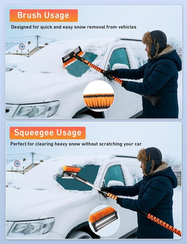 Image of EcoNour 55 inch Telescopic Snow Brush and Ice Scraper for Car Windshield & Windows