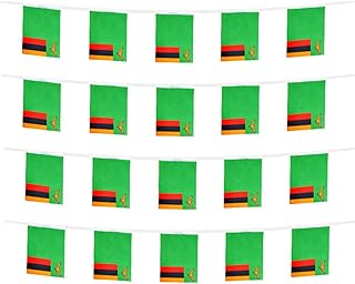 Zambian Banner Flag String, Zambia Mini Flag Small Banner, for Party, Shops and Bars Decorations, Outdoor Decorations. (Zambia)