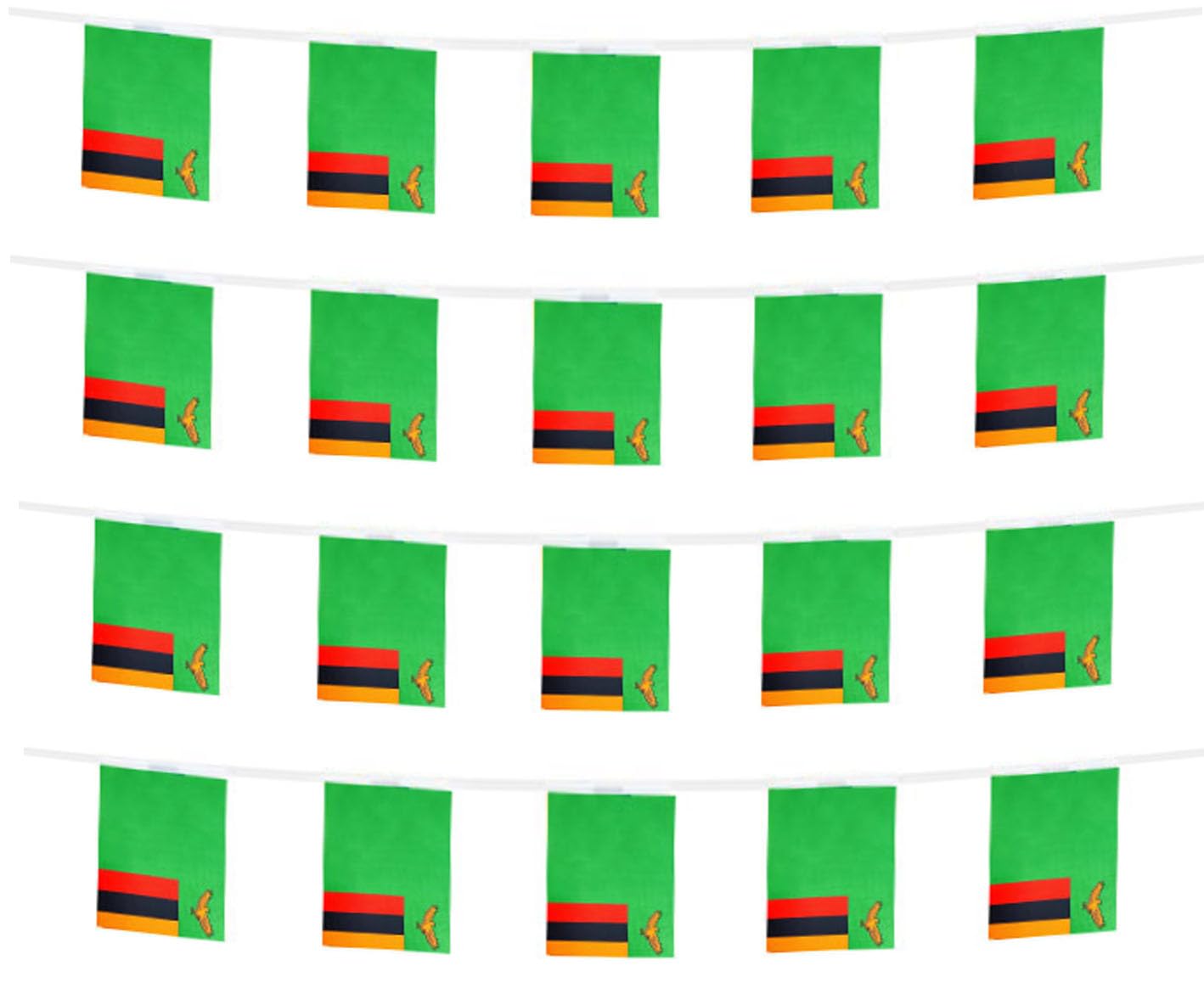 FFILL 20 Feet 20 Flags Zambian Banner Flag String, Zambia Mini Flag Small Banner, for Party, Shops and Bars Decorations, Outdoor Decorations.30 Countries to Choose from (Zambia)
