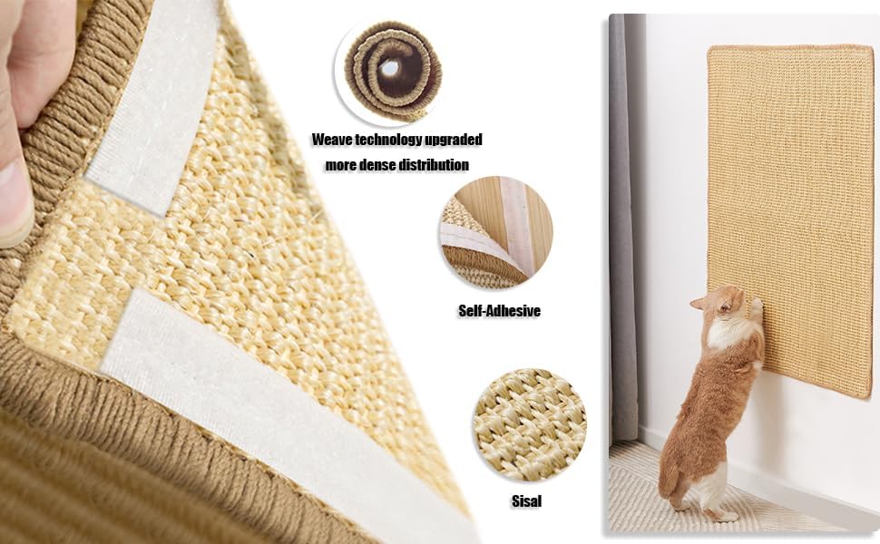 review Cat Scratcher Mat Versatile Natural Sisal Cat Scratching Pad Furniture Protector Scratching Posts for Indoor Cats Grinding Claws Nails, Carrot, 9