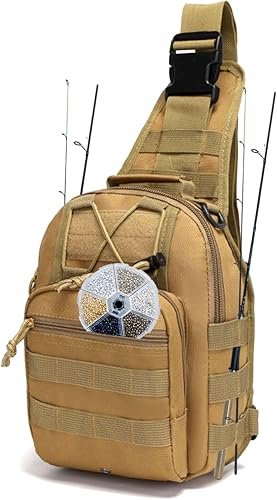 Miniatura 12 de Mochila ligera para aparejos de pesca, resistente al agua, soporte para caña de pescar todo en uno y almacenamiento de equipo negro