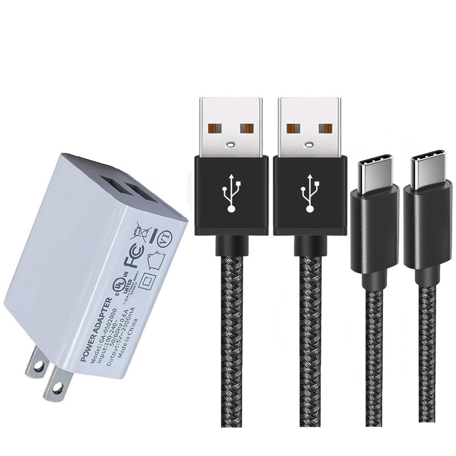 Wall Charger with 2PCS 6 6ft Type C Cable for iPhone 15 16 17 PS5 Controller Fire 10