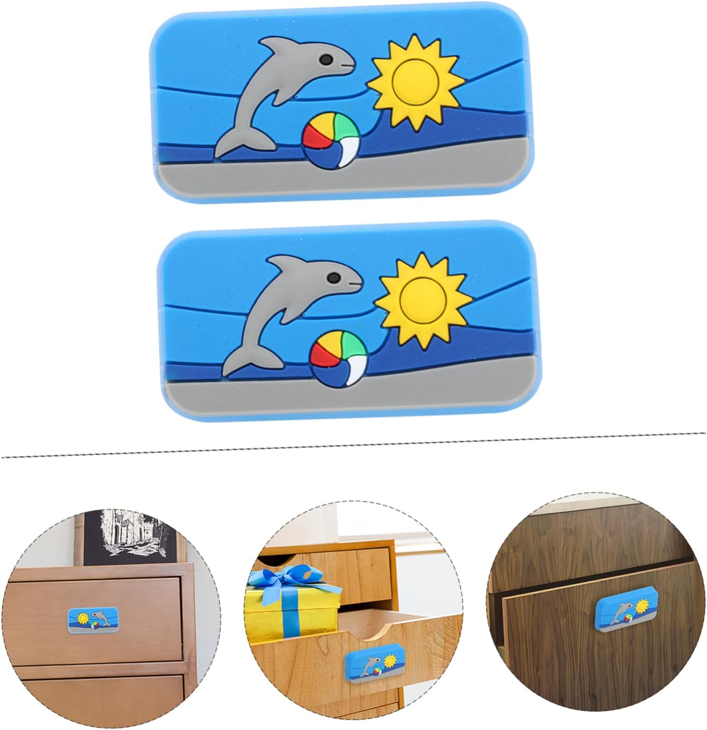 VILLCASE 4Pcs Cartoon Printed Rubber Drawer Pull Handles Fun Cabinet Knobs for Boys and Girls Rooms Colorful Door Pulls for Wardrobe and Furniture Accessories