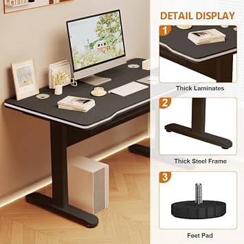 Modern Gaming Desk with T-Shaped Bracket, Computer Study Writing Table for Home Office,Wood Art PC Suitable Desks