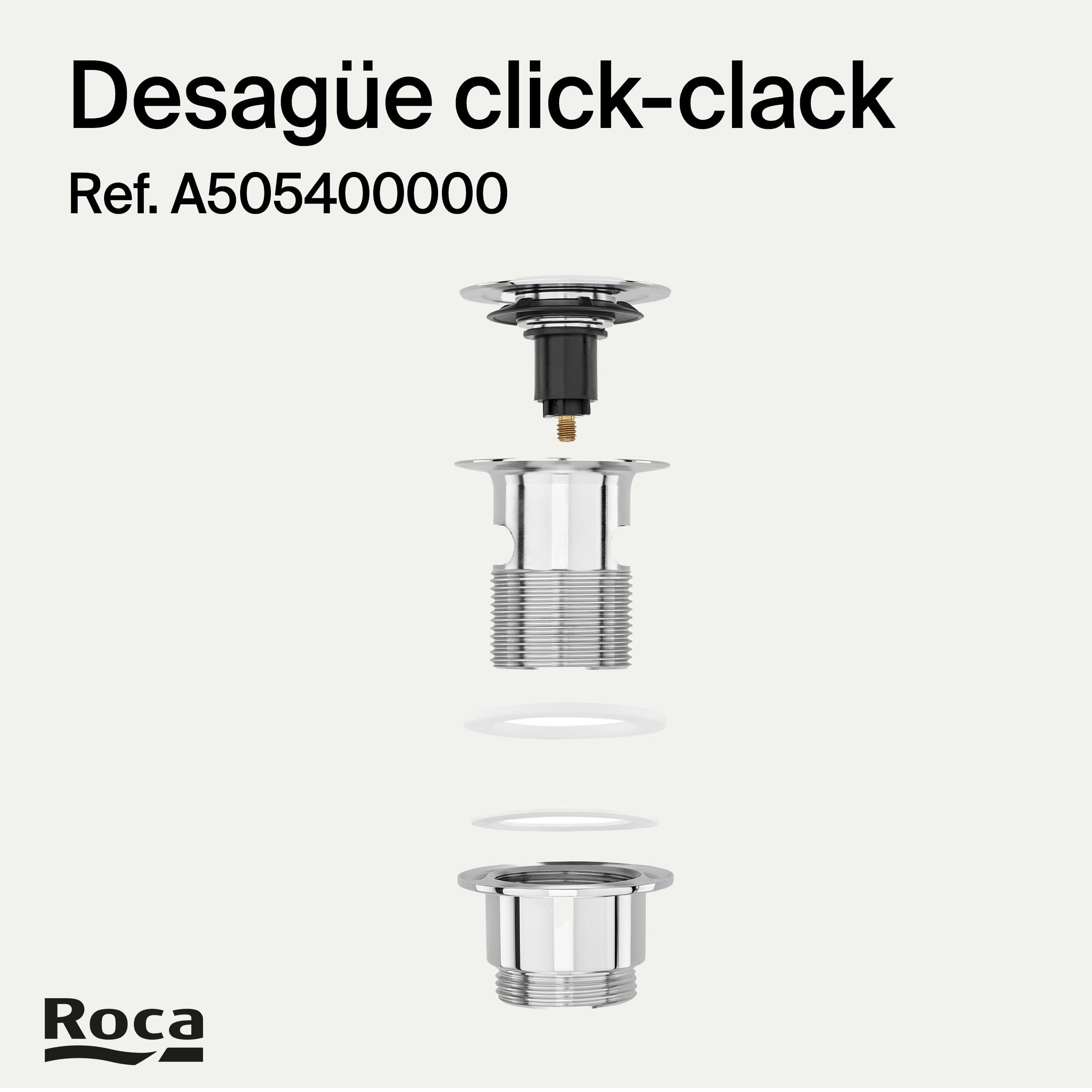 Roca Recambios originales - Desagüe para lavabo/bidé de 1 1/4" con rebosadero y tapón automático . Recambios originales de grifería. Ref. A505400000