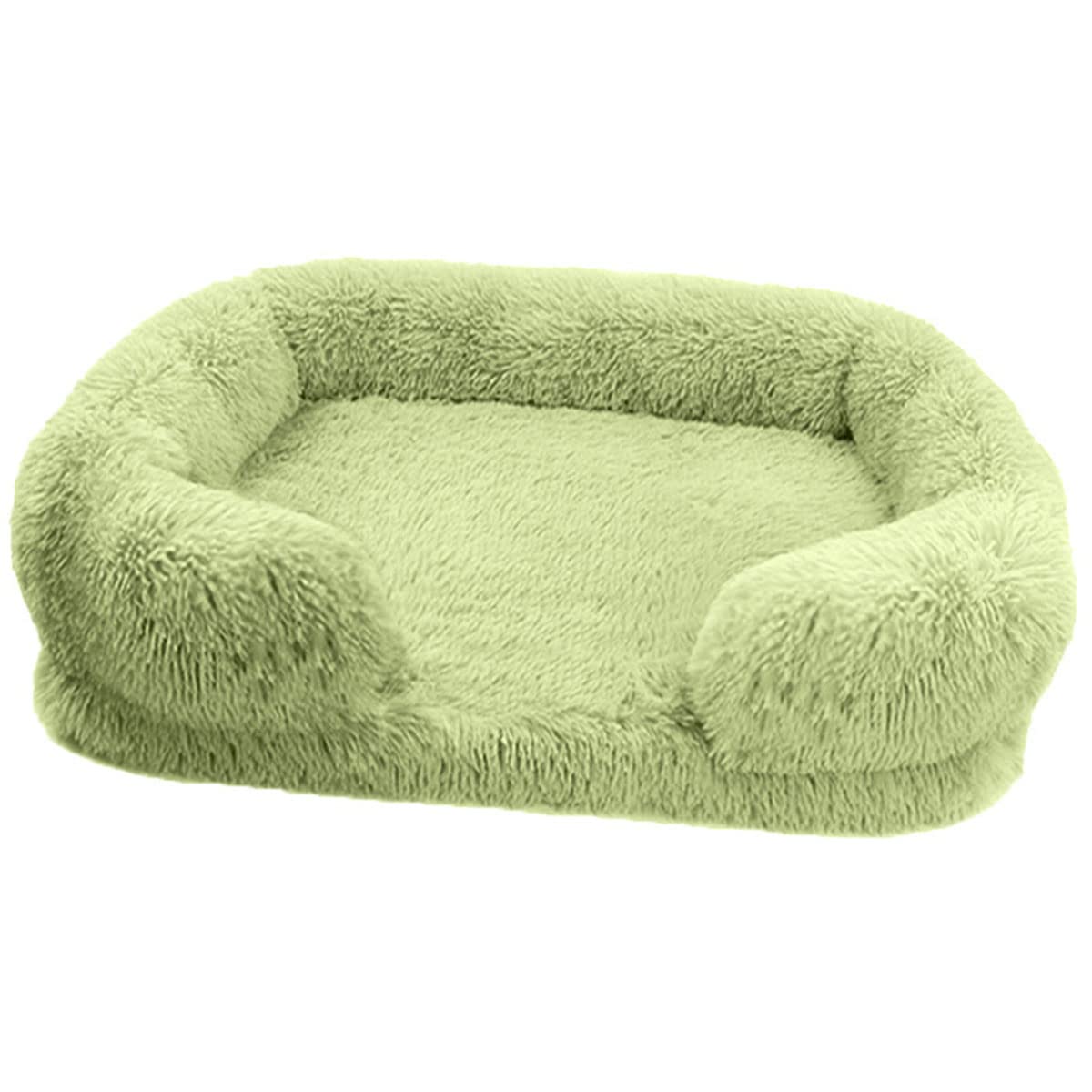 Square Dog Kennel Cat Kennel Waterproof Dog Couch Bed Warm Fuzzy Pet Bed Removable Washable Dog Bed Cat Bed Puppy Sofa Non-slip Bottom (S(40x30x12cm),Green)