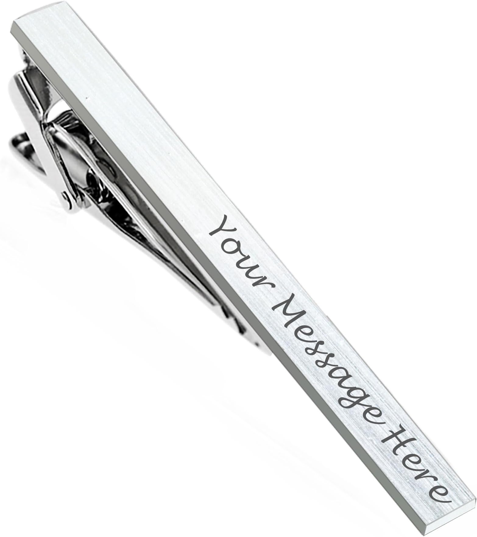 Personalised Tie Clip Pin Engraved Any Text Wedding Gift for Best Man, Groomsman, Usher, Birthday Gift, Fathers Day Gift - with Gift Box