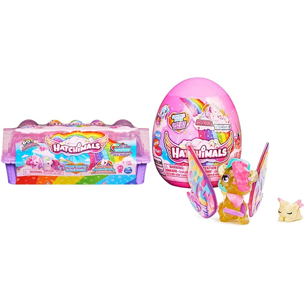Hatchimals CollEGGtibles, Unicorn Family Carton with Surprise Playset & Hatchimals CollEGGtibles, Sibling Pack with 1 Big Kid, 1 Baby Character and Reusable Egg