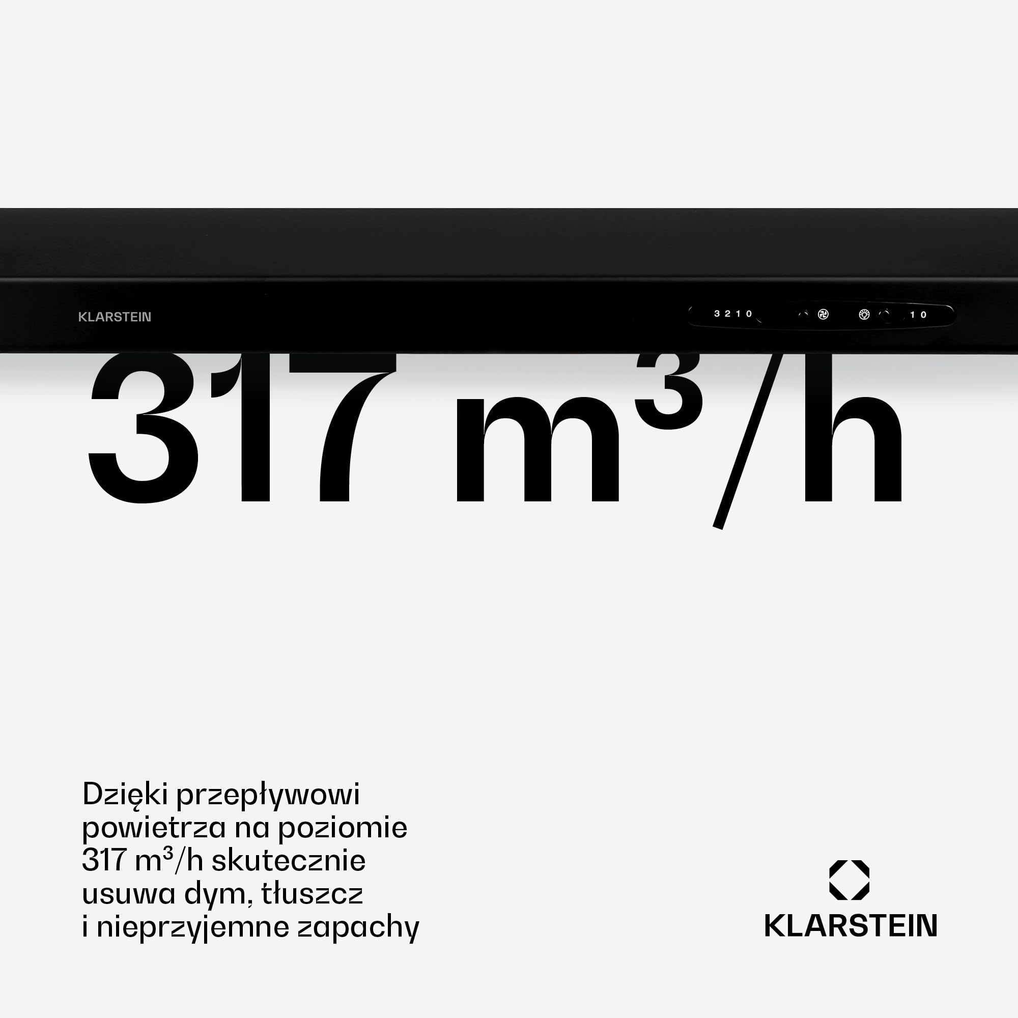 Klarstein UW60BL Okap kuchenny (115 W, 210 m3/h, stal nierdzewna) czarny