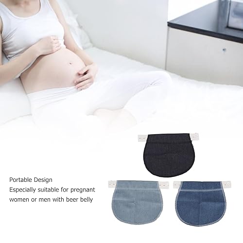 Miniatura 4 de plplaaoo Extensor de pantalones de maternidad, profesional, portátil, ajustable, suave, elástico, extensor de cintura, 3 piezas, extensores de