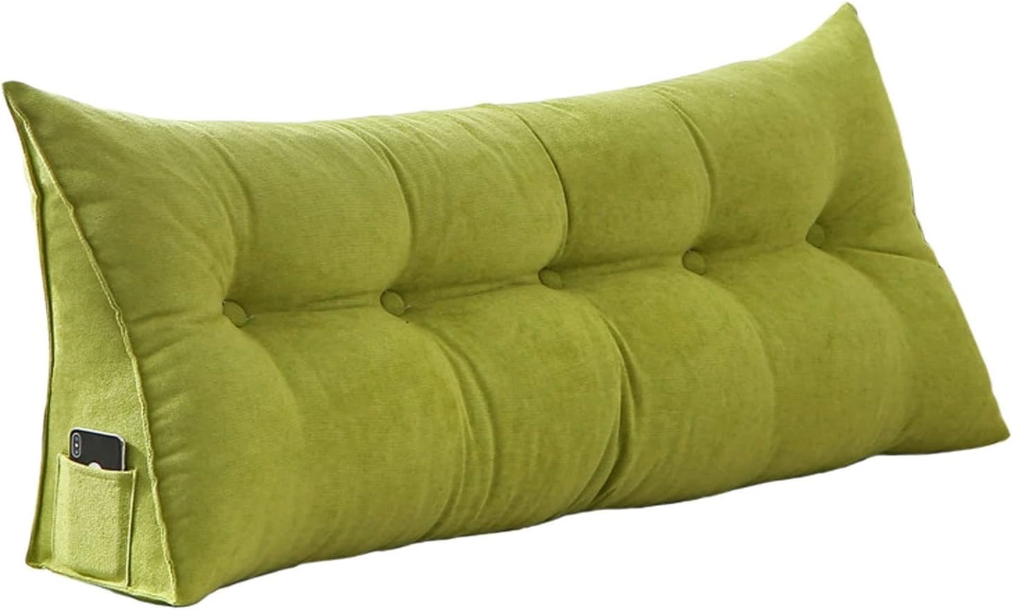 Soft Reading & Bed Rest Pillow Wedge Backrest Pillow Headboard Reading Pillows with Pockets and Removable Washable Pillow Cover for Relaxing and Watching TV ( Color : Green , Size : 59 x 9 x 19 inch )
