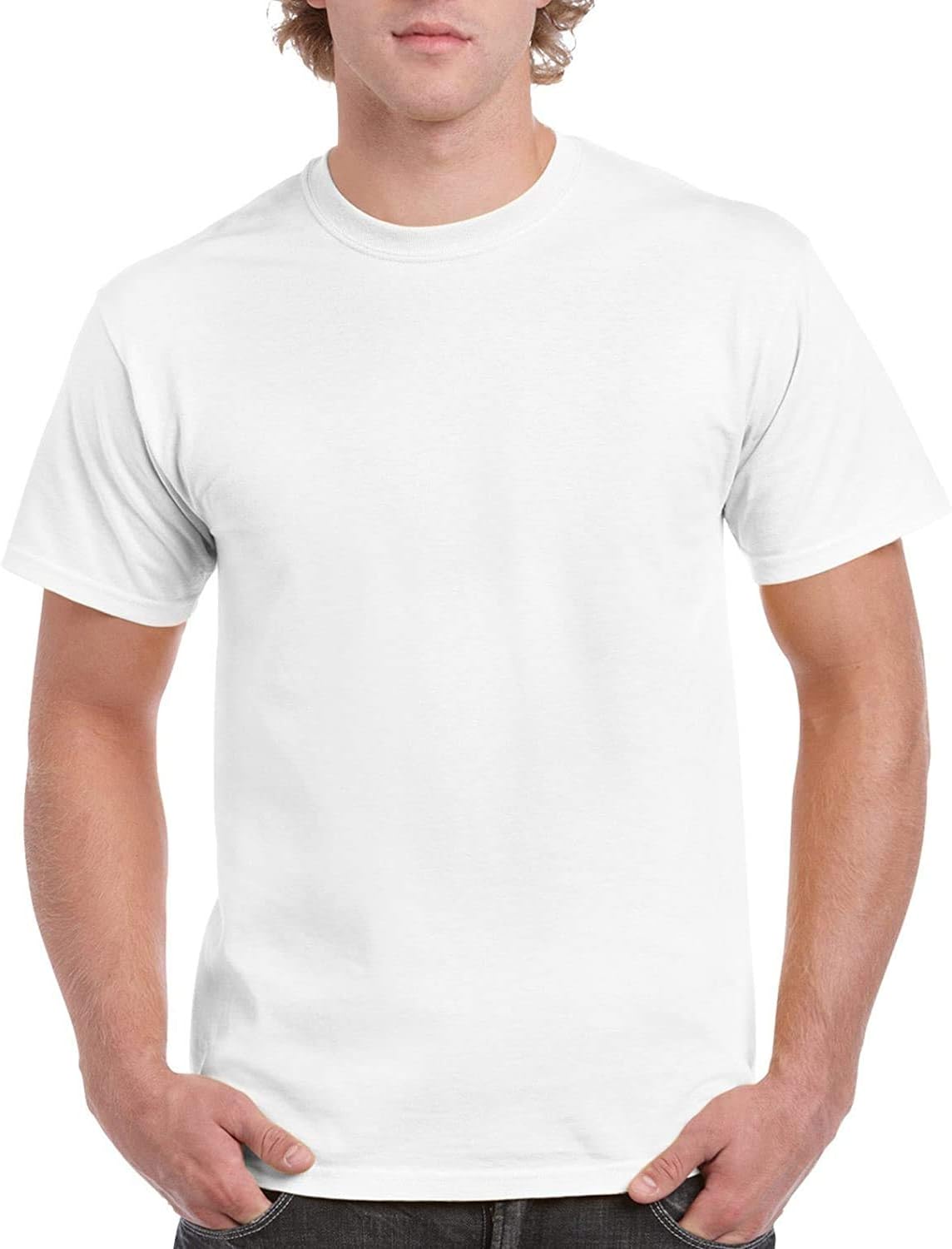 Myinnov Men's 100% Cotton Adult T-Shirt (White, Large)