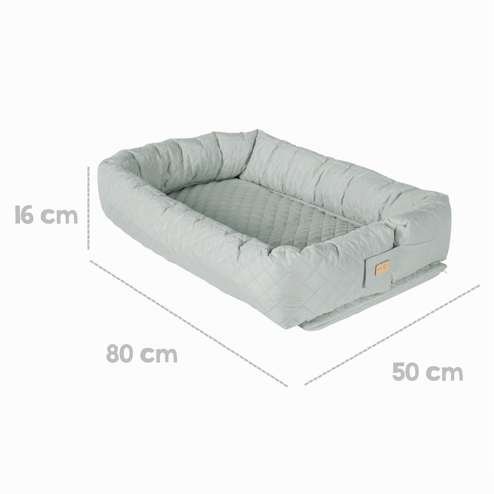 roba Babylounge roba Style - Réducteur De Lit Bébé - Utilisable Aussi pour Changer La Couche Ou comme Berceau De Voyage - Vert Givré