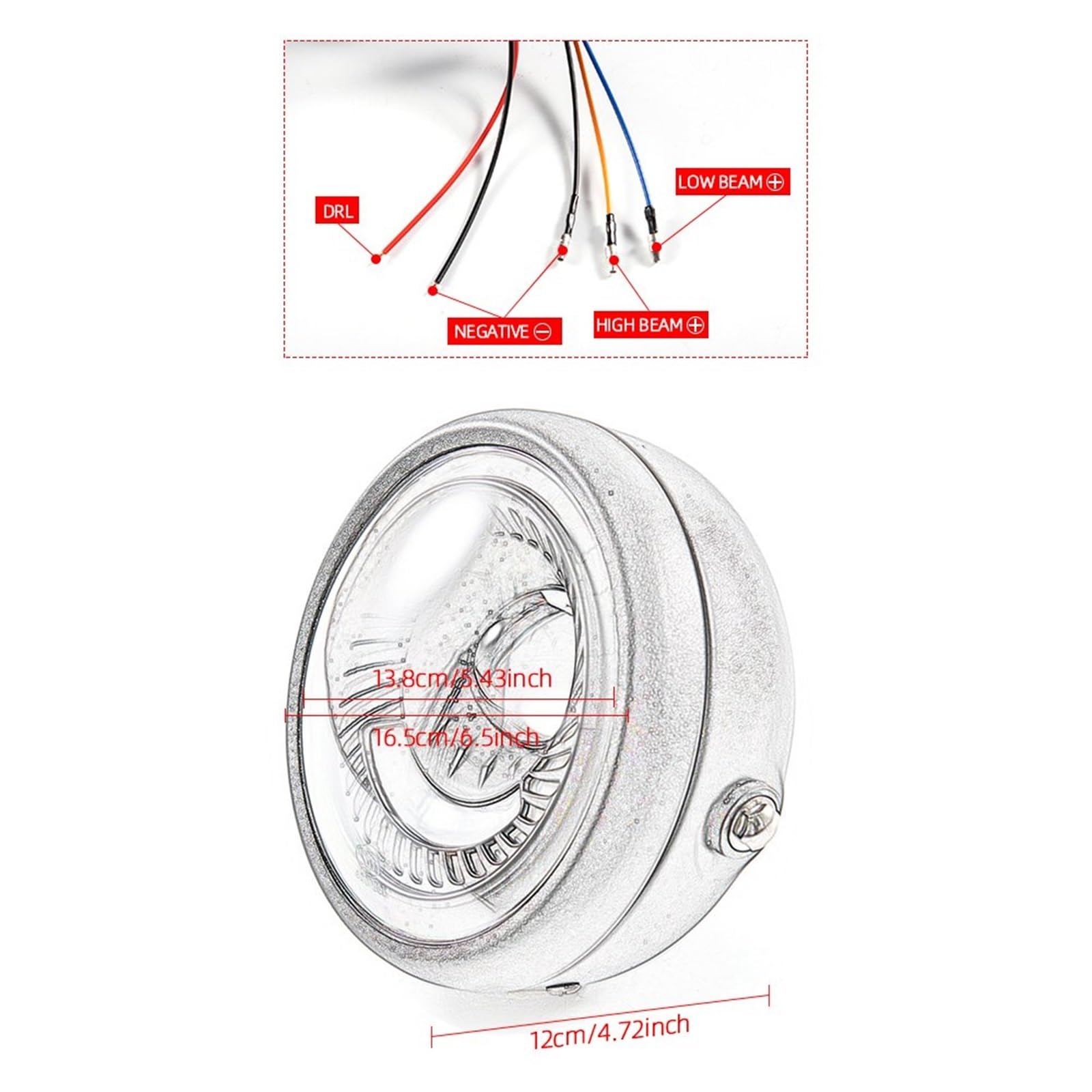 Faro Moto Lampada Frontale DRL Hi&Lo Beam Moto LED Fendinebbia | Lampada frontale universale per moto Hi&Lo Beam DRL Faro vintage retrò per Bobber Chopper per Cruiser