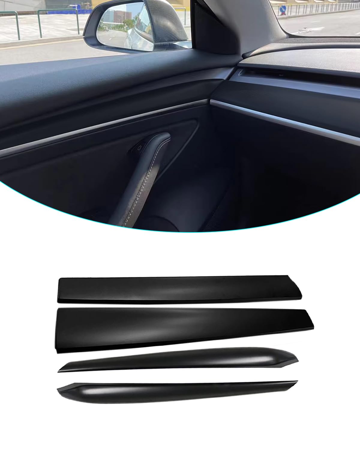 Mattweiße Armaturenbrettabdeckung und Vordertürabdeckung, kompatibel mit Tesla Model 3 (2021–2023) und Model Y (2019–2023), nicht für Performance (mattschwarz)