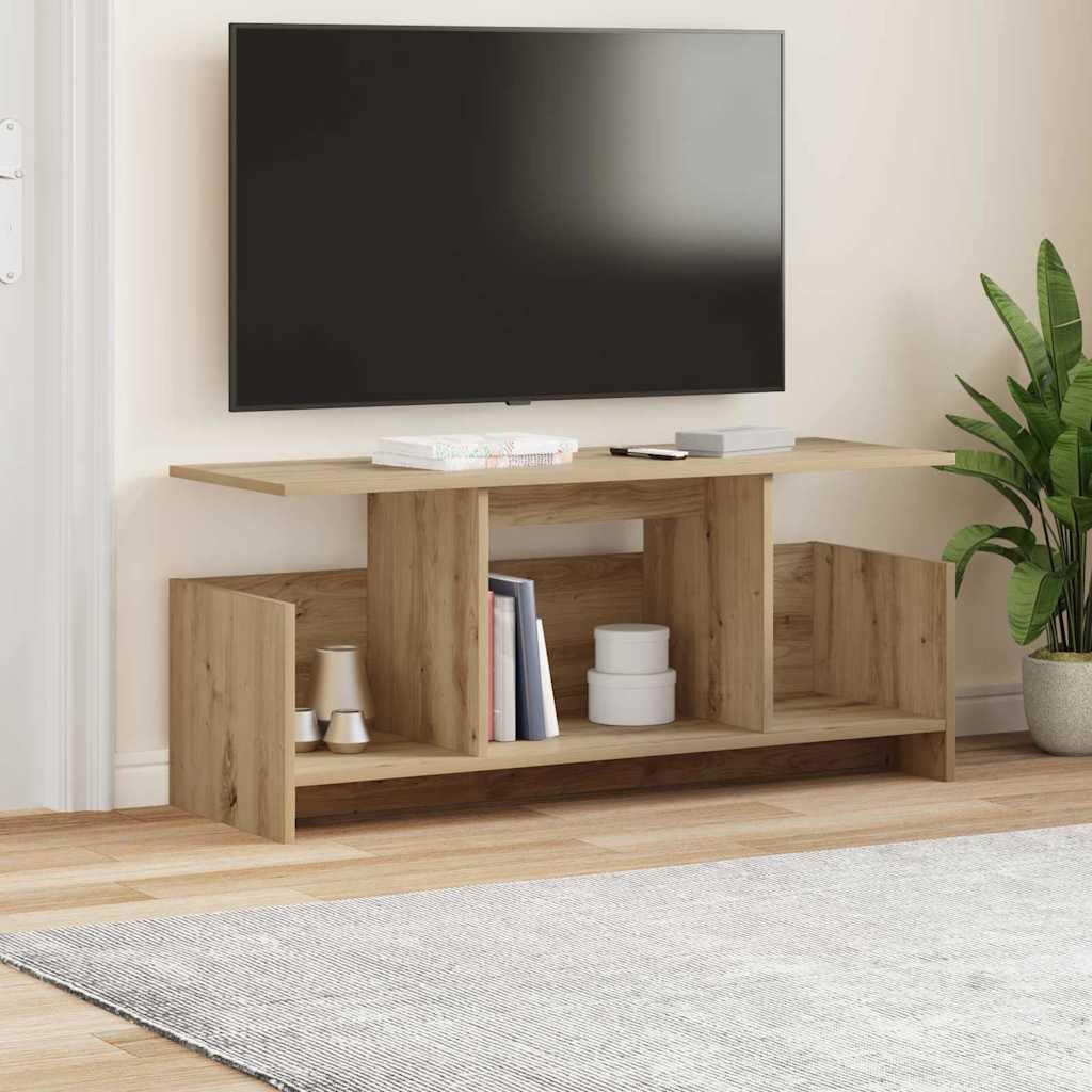 Stojak pod telewizor Artisan dąb z materiału drewnopochodnego 102 x 35 x 45 cm z miejscem do przechowywania, kredens do salonu, urządzeń multimedialnych, HiFi, gier i kina domowego