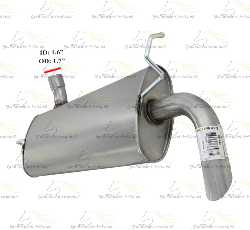 Exhaust Rear Muffler Compatible for 2012-2017 Jeep Wrangler 3.6L | Stainless Steel | Northeastern Exhaust | Includes Clamp | Automotive Replacement Part | Direct Fit