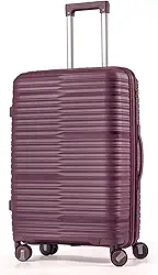 Mala De Viagem Média 23Kg Polipropileno Rodas Duplas 360 Fibra Rígida Leve Resistente Para Despachar (ROXO, MÉDIA)