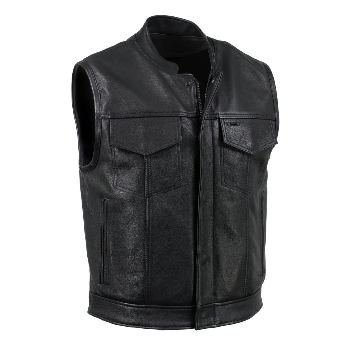 hot leathers Chaos' Men's Leather Vest, Standard, Made in USA, Black, Premium Double Closure, VSM5004, Black, Large-picture-12