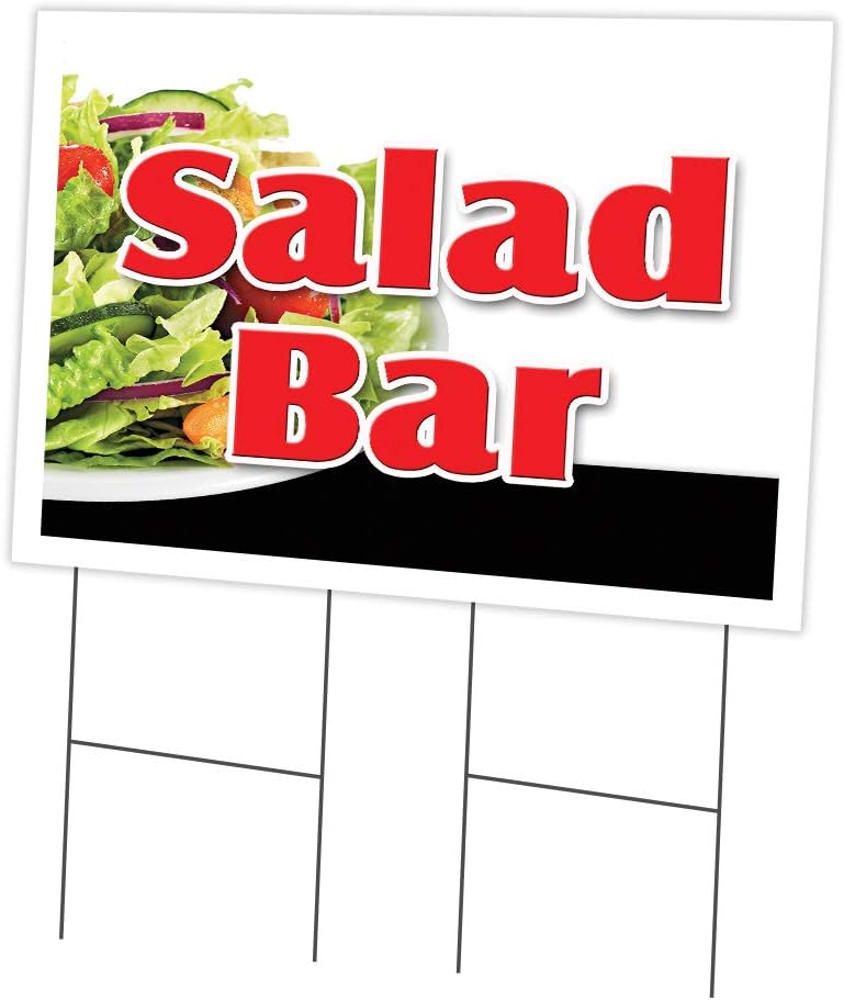 SALAD BAR 2 Pack Of 18" x 24" Yard Sign & Stake | Advertise Your Business | Stake Included Image On Front Only | Made in The USA