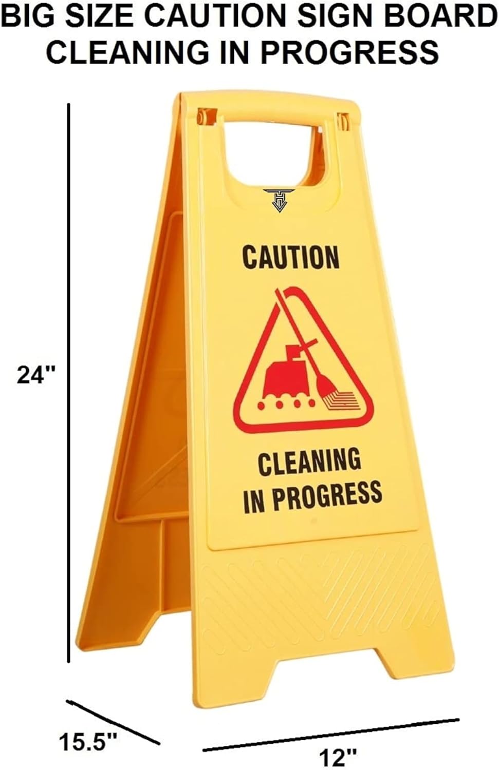 Caution Cleaning in Progress A-Frame Floor Sign, Yellow Plastic, 24 Inch, Pack of 3, for Hotels, Malls, Outdoors