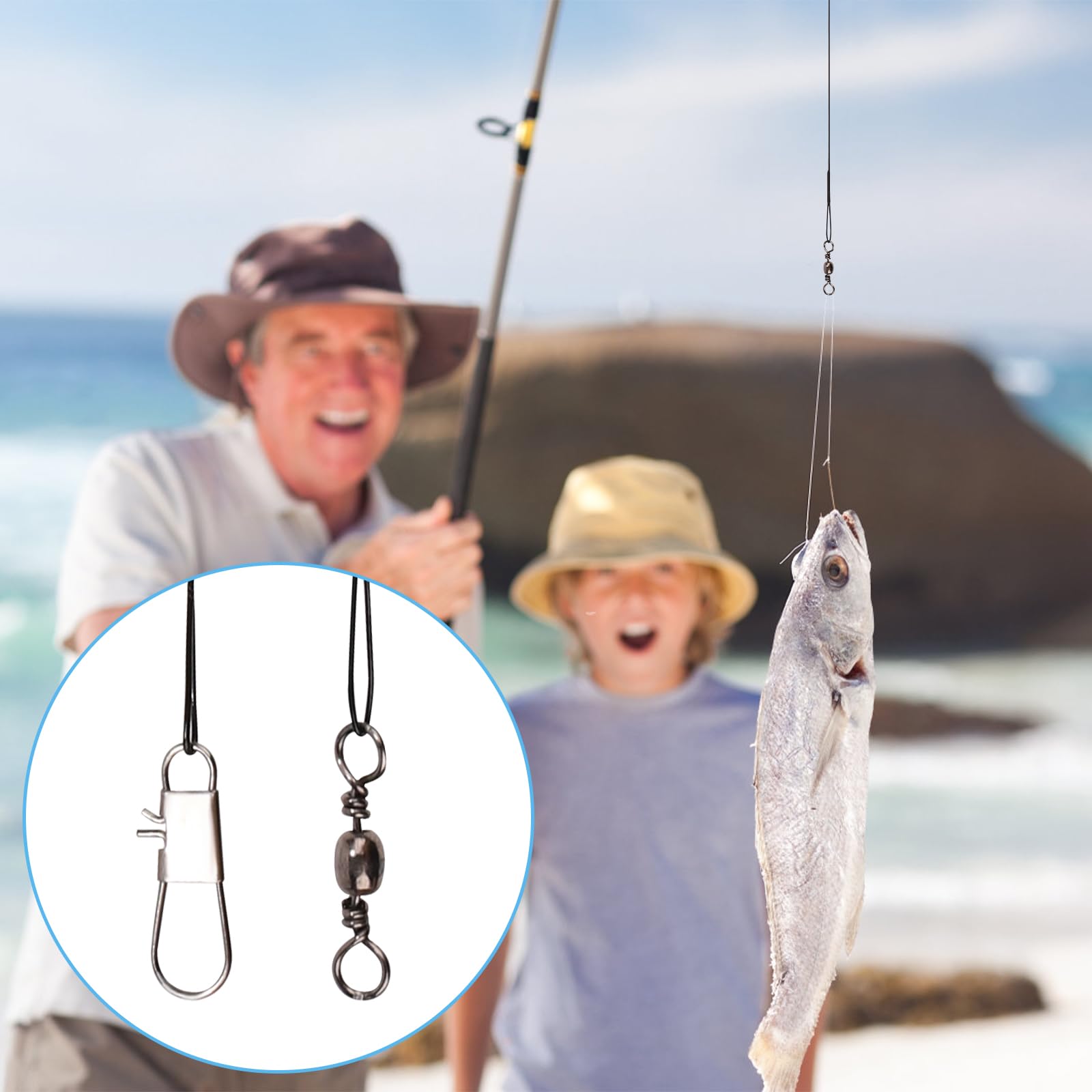 30 Piezas de Línea Líder Pesca, Cable Líder de Acero Inoxidable de con Hebilla Giratoria Señuelo o Anzuelo de Conexión de Aparejos de Pesca, para Agua Salada y Agua Dulce (Negro)