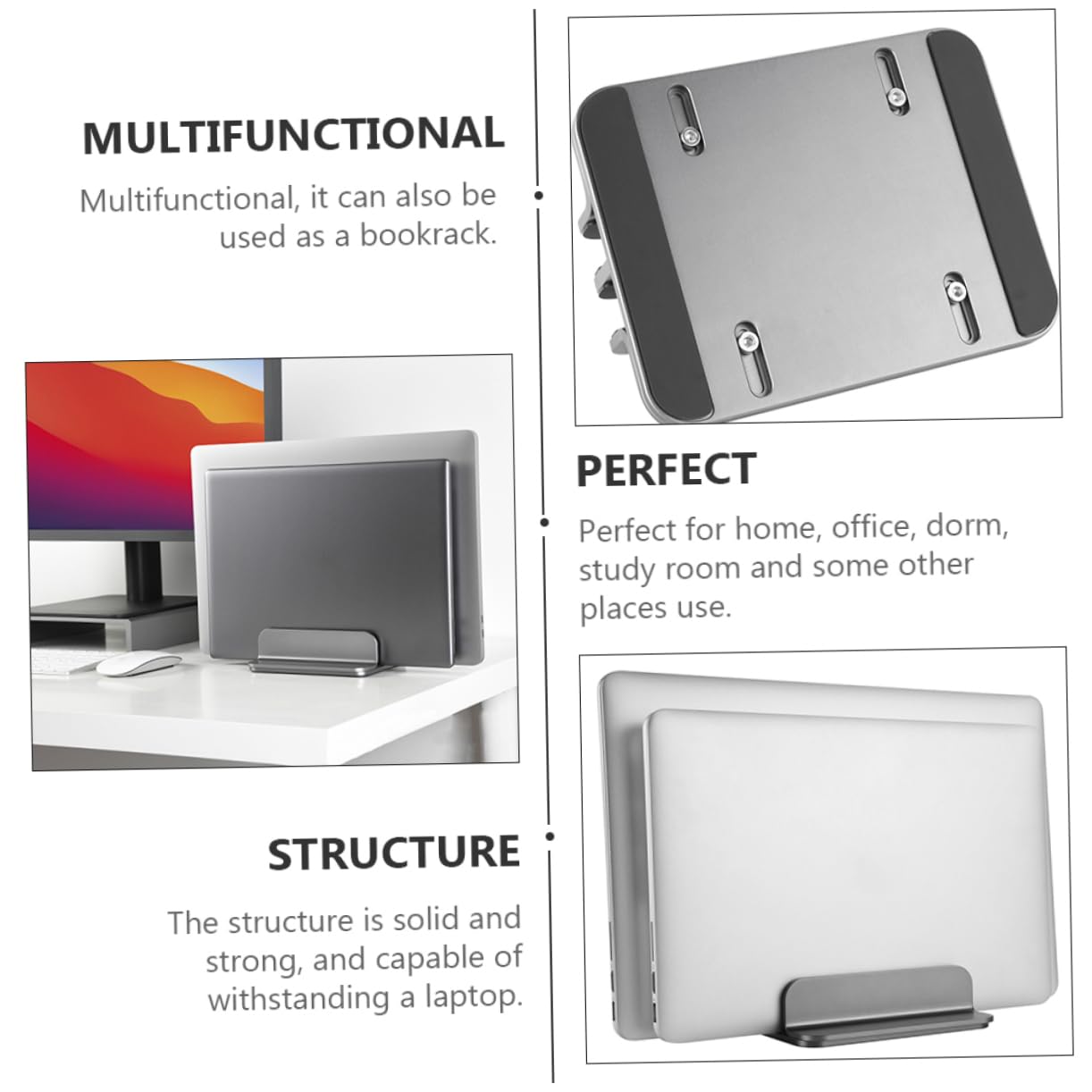 NUOBESTY Soporte Vertical Doble para Portátil y Tableta de Aleación de Aluminio para Escritorio o Trabajo Casa Base para Estabilidad