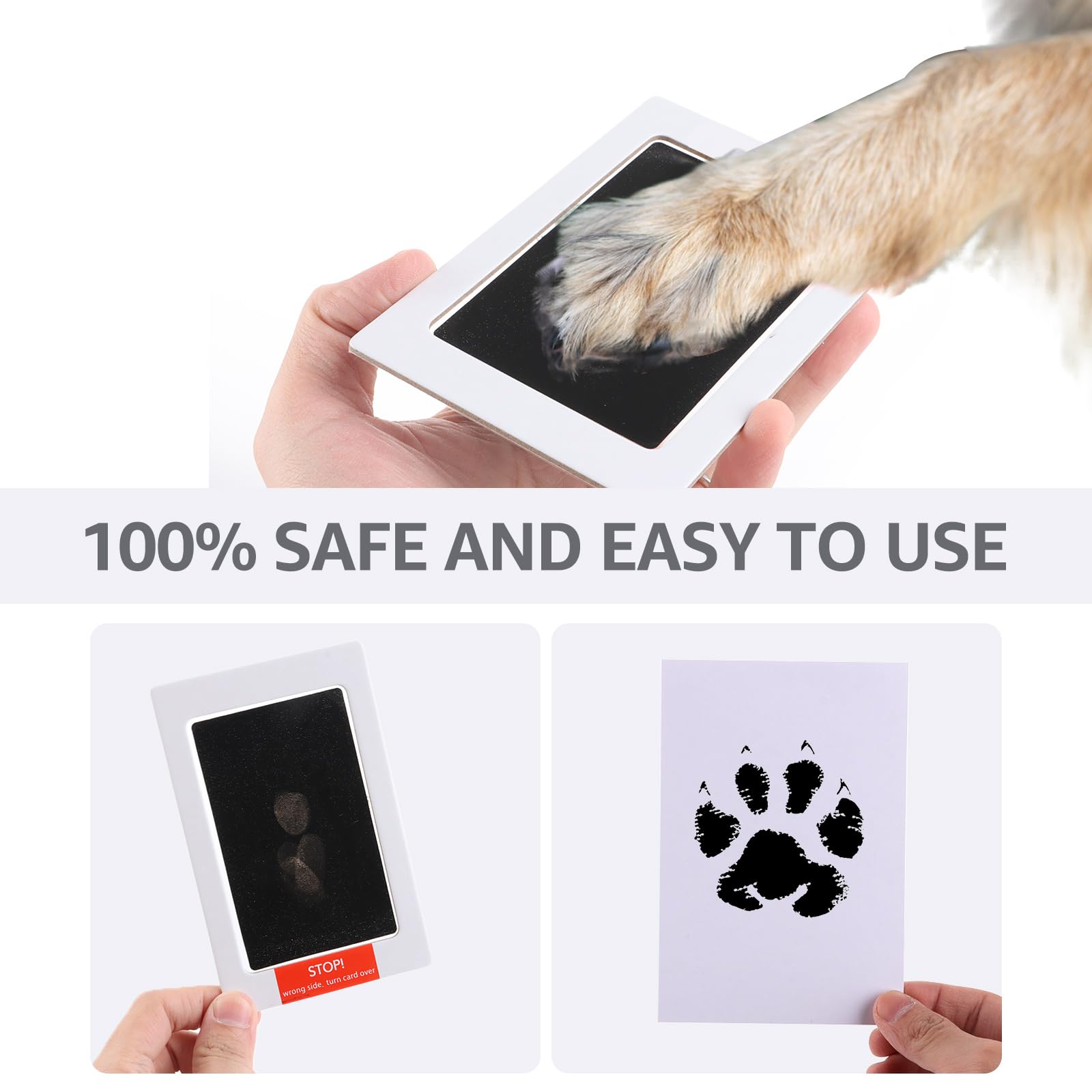 YAYODS 2Pcs Dog Paw Print Kit, Large Ink Paw Print Kit with 2 Photo Frames, 4 Imprint Card, Pet Paw Print Kit for Dogs & Cats - Image 3