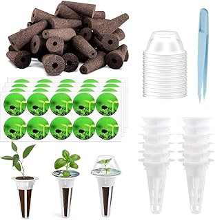 105 Stück Wachstumsschwämme, 40stk Ersatz Zuchtschwämme, Hydroponics Garten Zubehör mit 40 Etiketten, 12 Pflanzenkorb, 12 Isolierenden Deckeln, 1 Pinzette, Mehrweg für Haus, Labor, Kräutergarten