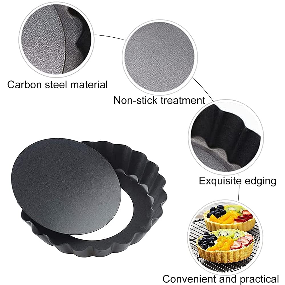 4 Pezzi Stampo Crostate, Antiaderente Teglia Crostata, Teglia Crostata, Teglia per Quiche Tartellette, Crostate al Cioccolato, Torte, Prodotti da Forno in Cucina Casalinga (12 cm / 4,72 Pollici)