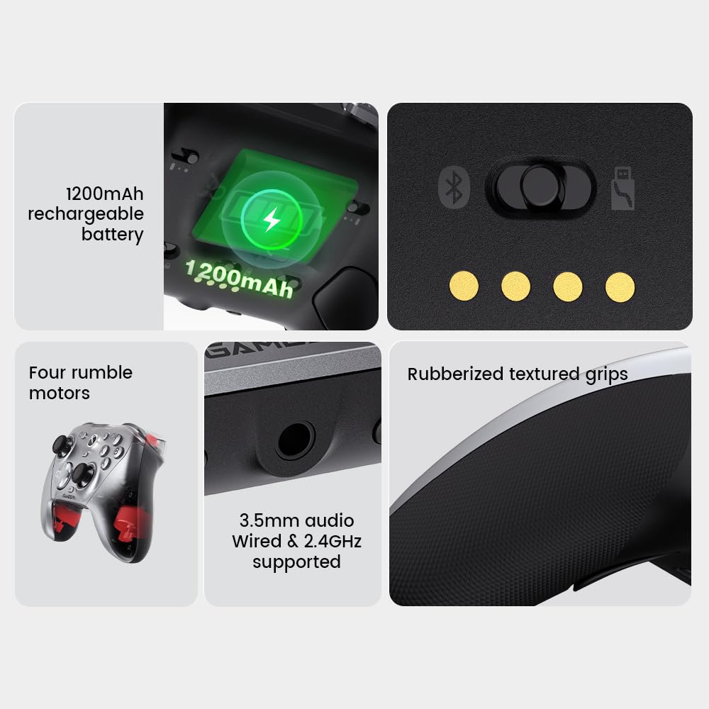 GameSir G7 Pro Mando Xbox Cable/PC Inalámbrico, TMR, 1000Hz,Plata