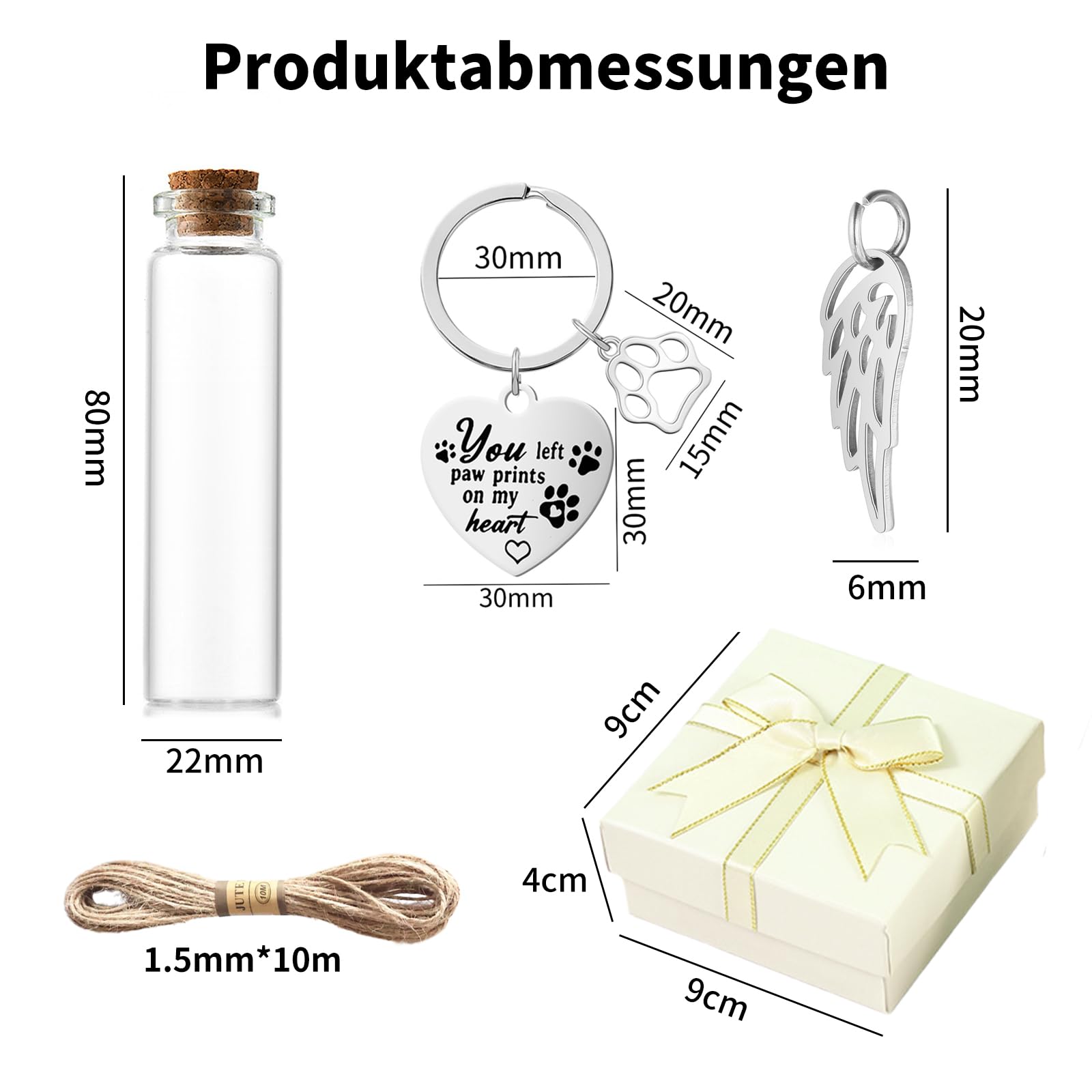 3 Stück Glas für Tierhaare, Aufbewahrung Hundehaare, Erinnerung Hund & Katze, Erinnerungsglas für Tierhaar Medaillon Zum Befüllen, Haustier urne, Tierhaar Erinnerung