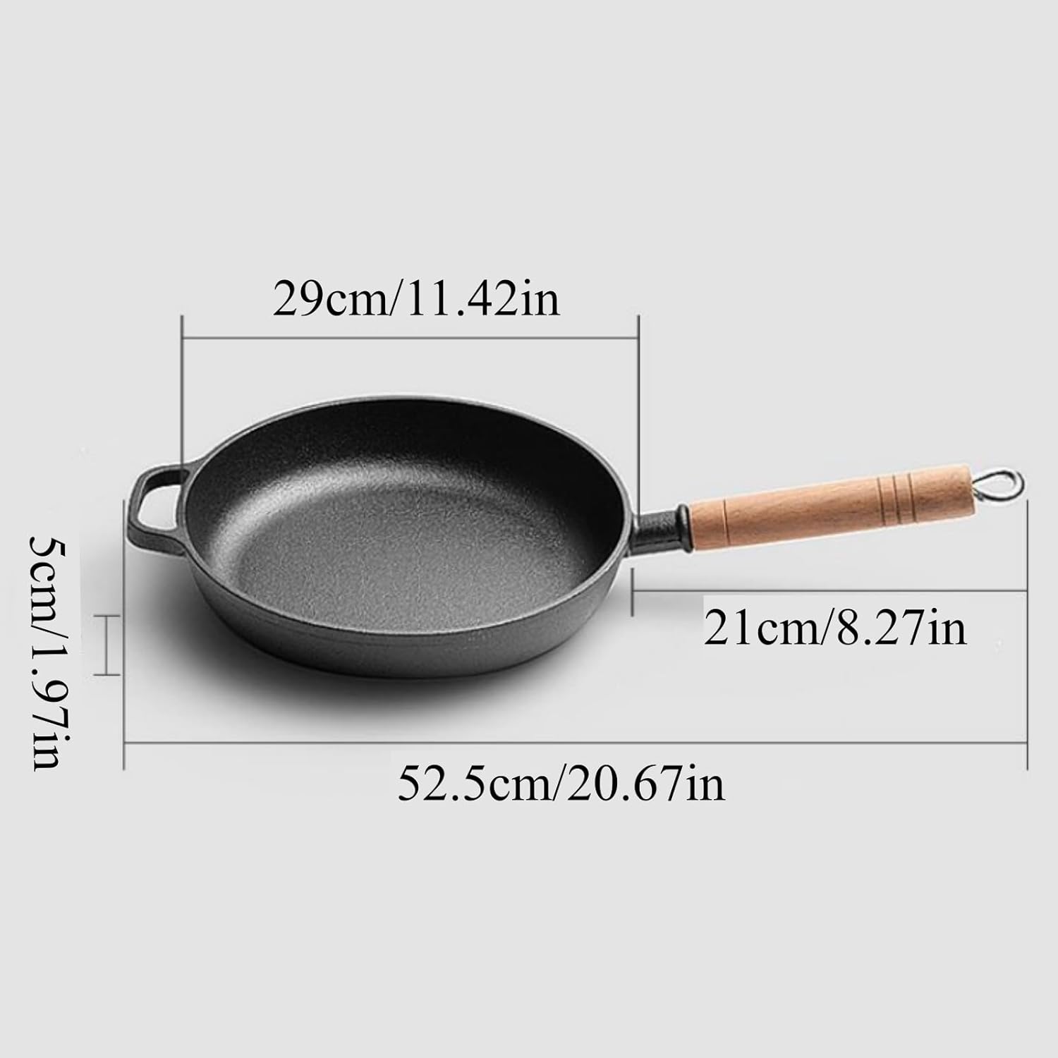Cast Iron Skillet with Lid 11.42 Inch Frying Pan with Glass Lid Safe Grill Cookware for Indoor & Outdoor Use