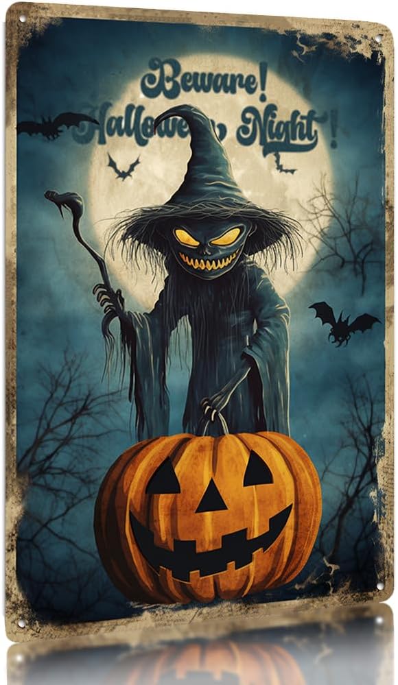 Amazon.com: Halloween Aluminum Metal Sign – Vintage 'Tin Sign' Style ...