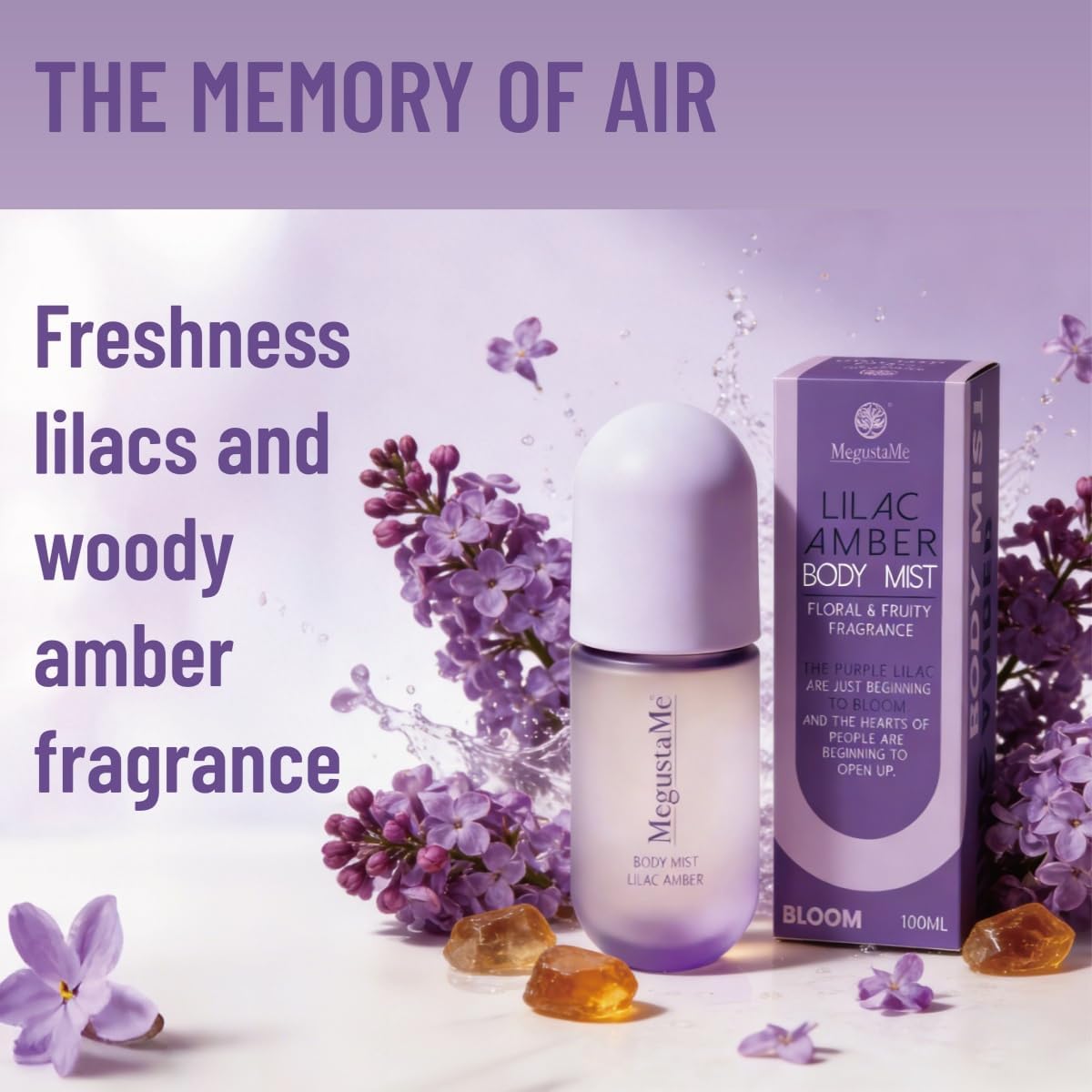 Lilac Amber Body Mist for Women | Long-Lasting Fresh Scent, Paraben & Phthalate Free, Gentle Daily Fragrance Spray 3.38 fl oz (100ml) — view 4