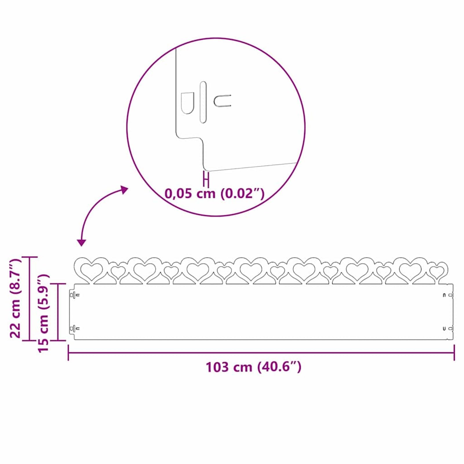 Krawędzie trawnikowe stalowe, czarne, 103 cm x 5 cm x 22 cm, 30 sztuk – trwałe metalowe krawędzie do strukturalnej aranżacji ogrodu