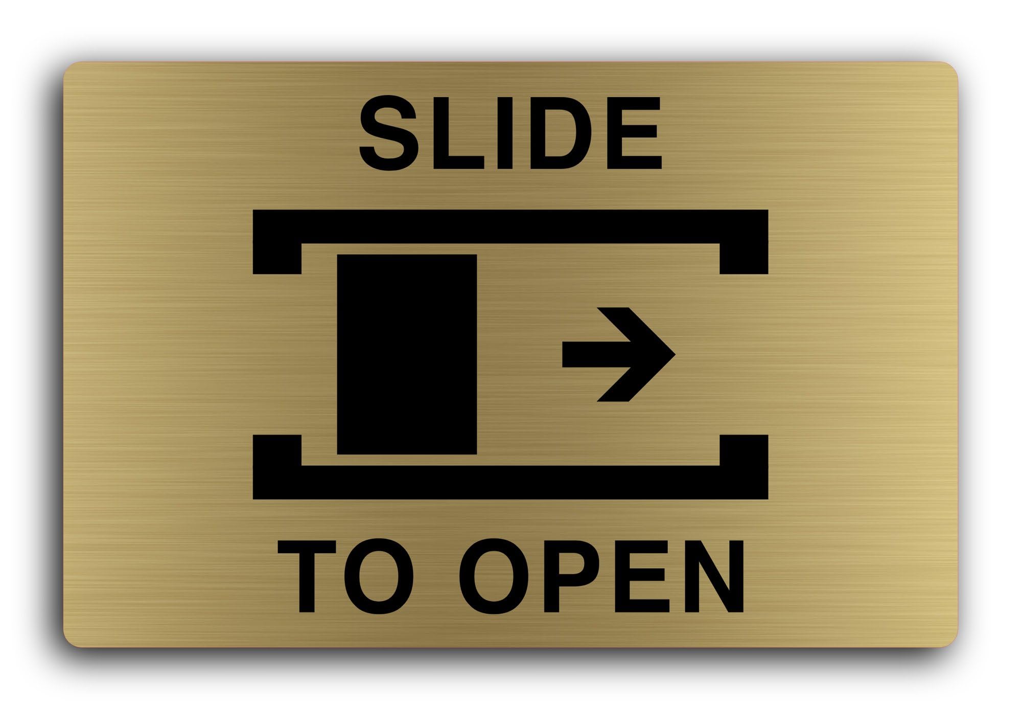 Slide to open instruction Sign – 29.0x19.0cm Brushed Aluminium