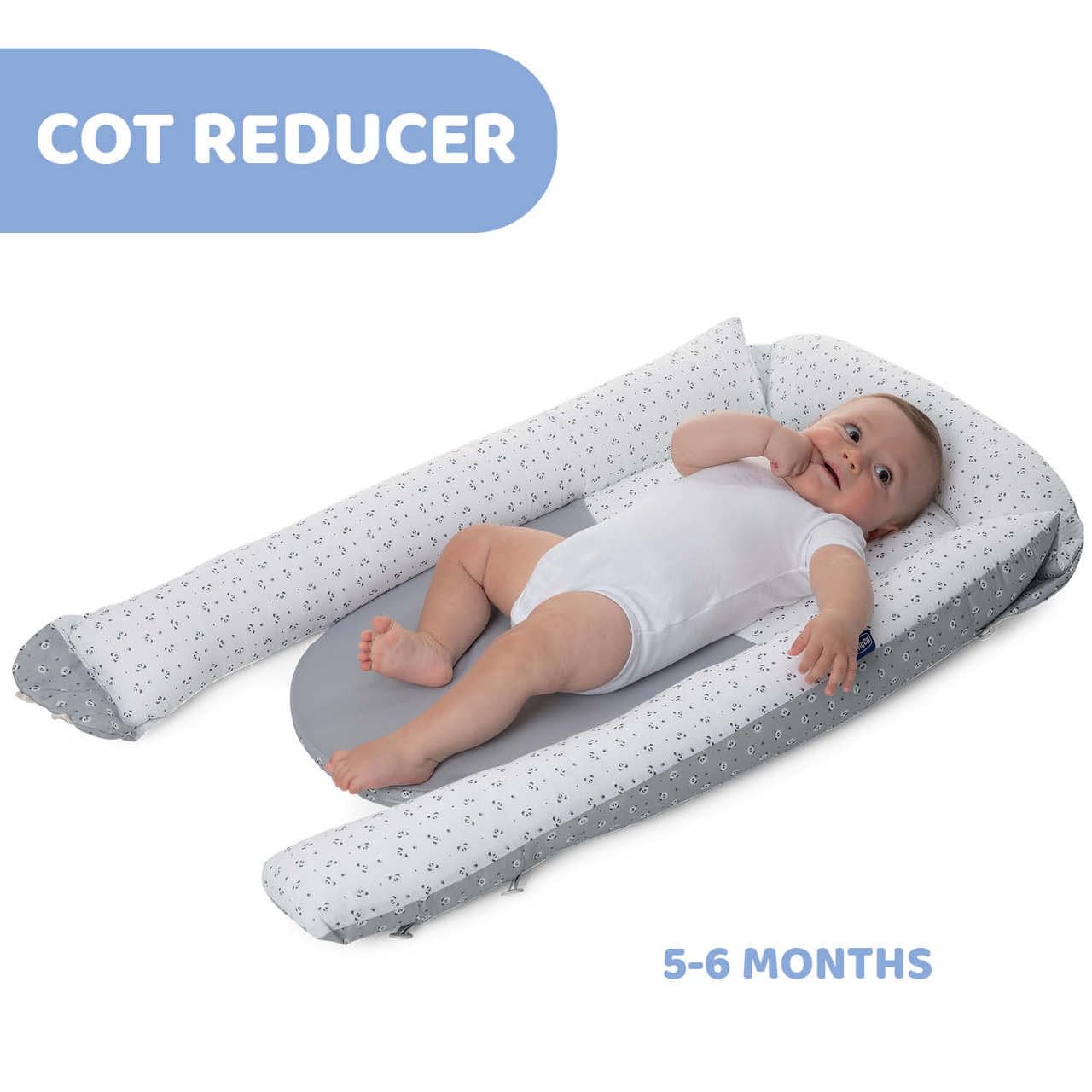 Chicco Mummy Pod, Riduttore Culla e Lettino, Impermeabile e Traspirante, con Speciale Rete 3D e Inserto anti-pipì, Regolabile, con 3 Lunghezze, Lavabile a Mano, Riduttore Neonato, Grigio, Foxy
