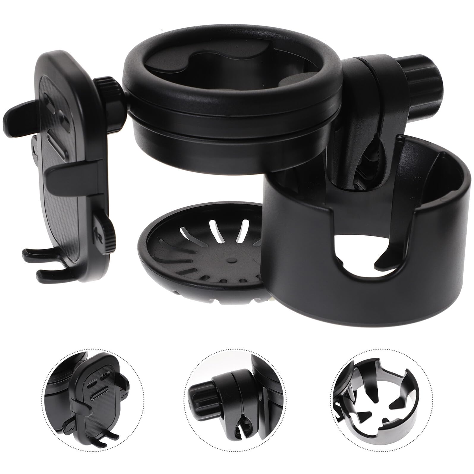 Portabevande Passeggino Nero Porta Bottiglia per Carrozzina Bicicletta e Scooter Supporto Stabile Antiscivolo per Tazze Bottiglie e Borracce Accessorio Multifunzionale Resistente