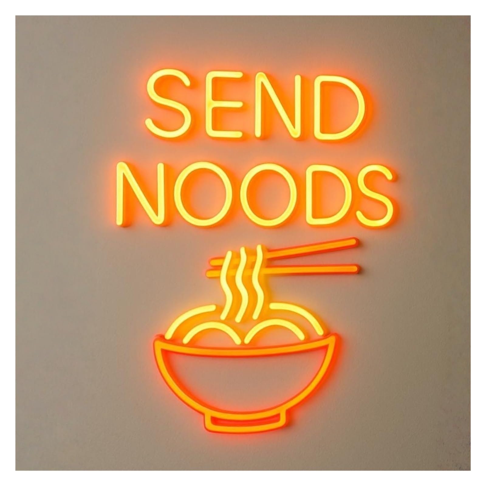 Rongch One Color Hanging Art Signs Sent Noodles Neon Sign For Restaurant Eating Noodle Street Food Store Decor Dimmable Led Illuminated Light 45Cm