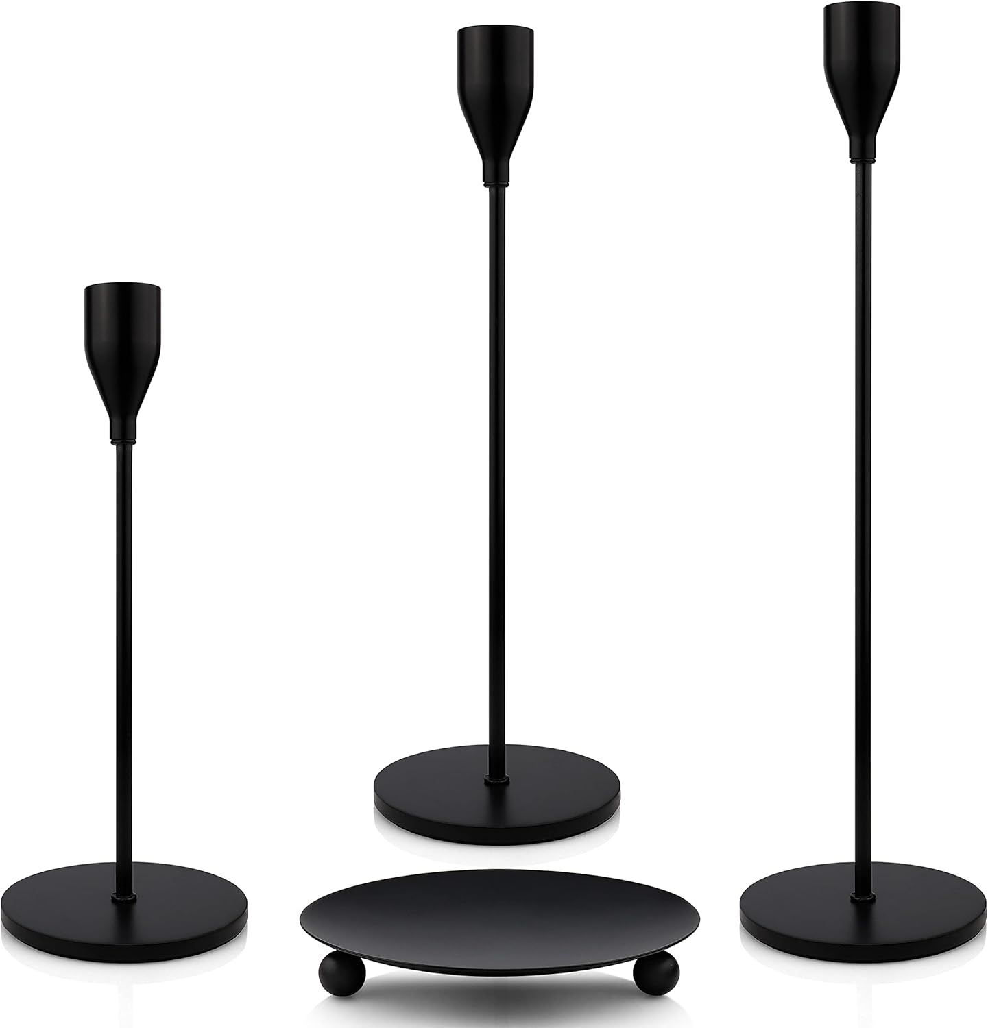 Janice Matte Black Candle Holders Set of 4 Metal