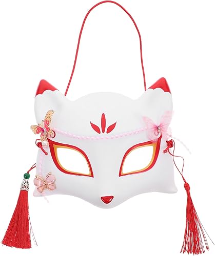 SEWACC Máscaras tradicionales japonesas, máscara de zorro de anime japonés, máscara de zorro para cosplay, máscara de Kabuki, máscara de zorro de